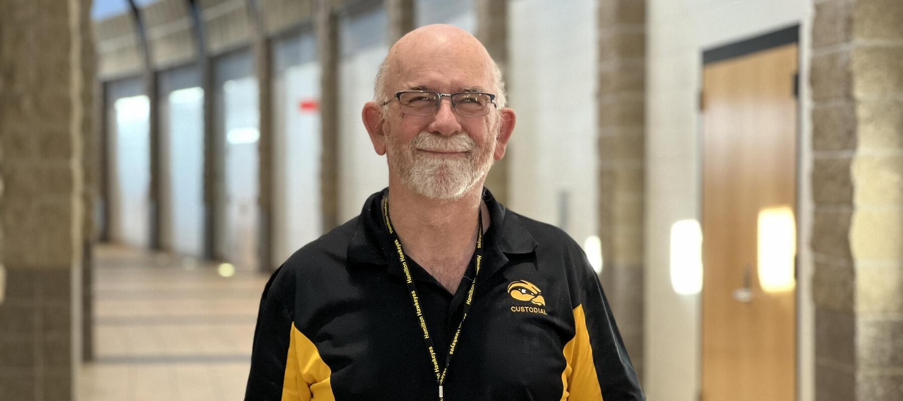 Custodial employee Chuck, who is celebrating his 46th year of work at Hamilton Community Schools in the 2022-23 school year.