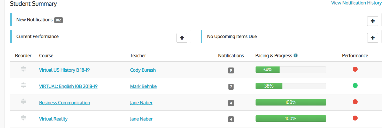 Screenshot of the 5-12 grade interface in Kickstand.  This is what a student's dashboard looks like.